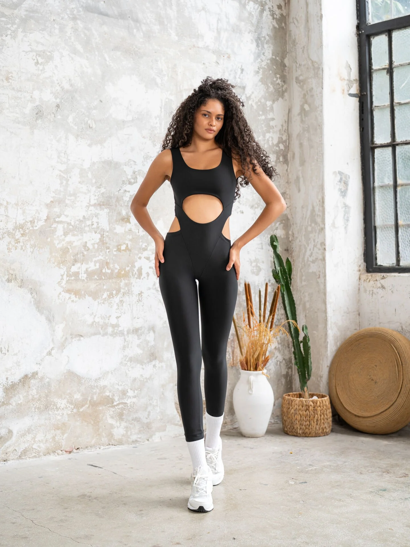 Lismina Bold Curve Spor Tayt Tulum Siyah