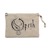 Opeth Logo Classic 2 Krem Clutch Astarlı Cüzdan / El Çantası Krem