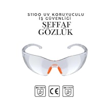 S1100 Şeffaf İş Güvenlik Gözlüğü - Silikonlu Koruyucu Çapak Gözlüğü - Buğulanmaz & Darbe Dayanıklı