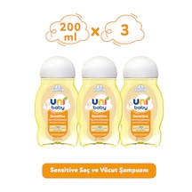 Uni Baby Sensitive Saç ve Vücut Şampuanı 200 Ml 3'lü