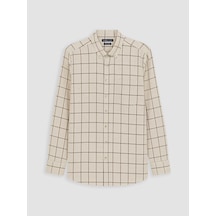 Lcwaıkıkı Classic Bej Regular Fit Ekose Balıksırtı Erkek Gömlek