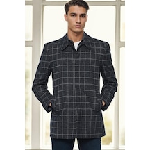 Plt9206 Dewberry Erkek Palto-desenli Lacivert Desenli Lacivert
