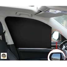 Hyundai Kona Elektrikli 2019-2025 İle Uyumlu Oto Güneşlik Yan Cam Perde, 2 Adet, Cırtlı, Siyah, 77x45 Cm Genel