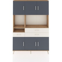 Arges Dolap 9 Raflı 3 Çekmeceli 6 Kapaklı 132x30x195 Çam-antr... Çam