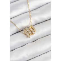 316l Çelik Zirkon Taşlı Sarmal Model Gold Renk Kadın Kolye - Çok Renkli