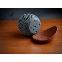 Gees Global 3d Baskı Küre Saksı - Kafes Dokulu İki Parçalı Dekoratif Saksı - Gri-kahverengi Gbzs