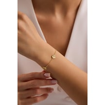 925 Ayar Gümüş Gold Kaplama 3'lü Minimal Kırçiçeği Bileklik