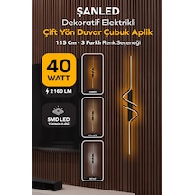 Dekoratif 40w Iç Mekan Gold Kasa 3 Renkli Işık Elektrikli 115 Cm Duvar Aplik 1 Adet Siyah