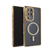 Samsung Galaxy Uyumlu S25 Ultra Kılıf Joke Simli Magneticsafe Kılıf - Gold İtdark42016