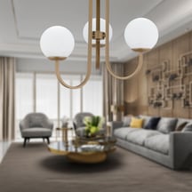 Joren 3'Lü Eskitme Beyaz Camlı Modern Mutfak Yatak Odası Salon Avize