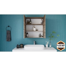 Fm01 2 Kapaklı Aynalı Banyo Dolabı Çok Amaçlı Banyo Dolabı Kahverengi