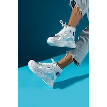 Shoetek Destina Kadın Sneakers Bilek Triko Dokumalı Spor Bot Beyaz&gümüş Deri-beyaz Gümüş