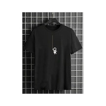 Medinenur Sallanan Astronot Naskılı Basic T-shirt Siyah