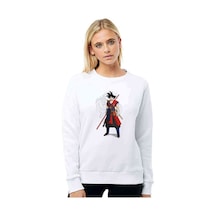 Anime Dragon Ball Ball Z Whis Baskılı Beyaz Kadın Sweatshirt