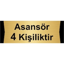 Asansör 4 Kişiliktir 7x20cm Altın Renk Metal Yönlendirme Levhası