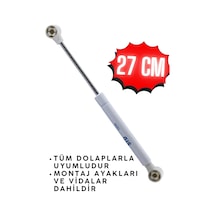 100n Gazlı Dolap Amortisörü - 27 Cm Hidrolik Kapak Pistonu - Mutfak Dolap Kapağı Makası Dolap Hidroliği Kapak Piston Beyaz Beyaz