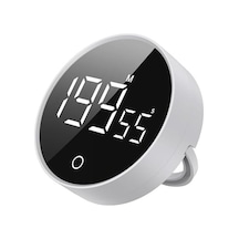 Rt-1 Mıknatıslı Rotary Zamanlayıcı 0-199 İleri Geri Sayım Kronometre, Ayaklı Stand, Led Ekran, Usb-c Şarjlı, Pomodoro & Mutfak Timer Beyaz