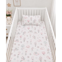 Minora Baby&kids %100 Pamuk Ranforce Anne Yanı Park Yatak Lastikli Bebek Çarşafı Ve Yastık Kılıfı Seti 70x120 - 35x45 - Peri Tavşan