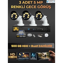 3 Kameralı Set 500 Gb Hdd Full Hd Gece Görüşlü Güvenlik Kamerası Sistemi-sabit İp Gerektirmez-