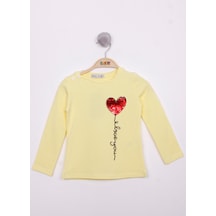Toontoy Kids Toontoy Kız Çocuk Göğsü Pul Nakışlı T-shirt Sarı