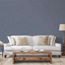 Adawall Muse Koleksiyonu- 25104-9 Füme Mavi Keten Efektli Modern Duvar Kağıdı 1.06x15.6m, 16.5m²
