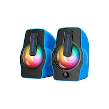 Lunaev Mavi - Rgb Işıklı 1+1 Hoparlör Speakaer Set Usb Kablo 2.0 Multimedya - 6 W