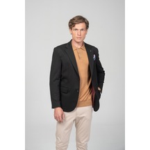 Cekmon Erkek Astarlı Çift Yırtmaçlı Örme Esnek Kumaşdan Yakası Ve Mendili Detaylı Klasik Ceket 001