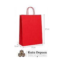31x41x12 Cm Kraft Kırmızı Poşet 25 Adet