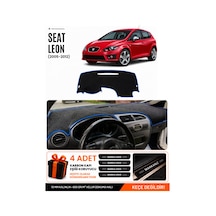 Seat Leon 2005-2012 Uyumlu Torpido Koruma, Torpido Örtüsü, Torpido Kılıfı - Siyah-mavi - Se005