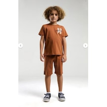 Aykidsclup U.s. Polo Assn Erkek Çocuk Kahverengi Bermuda Takım 2048-