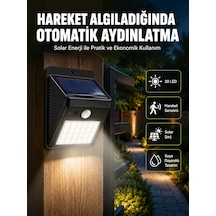 Hareket Algılamalı Solar Led Güvenlik Lambası Yeni Nesil Siyah