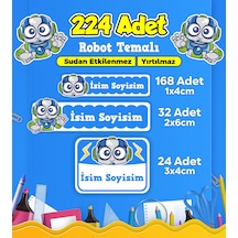 Robot Temalı Okul Kreş Kişiye Özel İsim Etiket Seti - Model 433 Çok Renkli