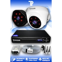 Picam 2 Kameralı Uzay 1 İç Kamera Set HDD'siz Full HD Gece Görüşlü Güvenlik Kamerası Sistemi