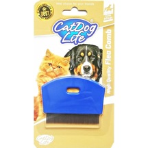 Catdoglife Orta ve Kısa Tüylü Bit Pire Kedi Tarağı Mavi