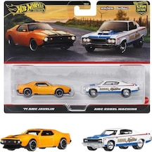 1:64 Hot Wheels Premium Car Culture 2'li Paket 71 Amc Javelın & Amc Rebel Machıne Hbl96 - Jbl06 Çok Renkli