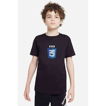 Tshirthane Css Baskılı Unisex Çocuk Siyah Tshirt
