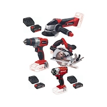 Einhell TE-CI 18/1 Vidalama + TE-CS 18/165/1 Testere + TE-CD 18/2 Matkap + TE-AG 18/115 Taşlama + 2 x 2.5 Ah Akü +4.0 Ah Akü