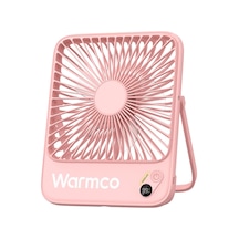 Warmco D3 10000mah Şarjlı Masaüstü Vantilatör Dijital Göstergeli Taşınabilir Powerbank Soğutucu Fan Pembe