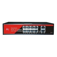 Ezcool EZ-08PSF 8XFE+2XFE Yönetilemez Poe Switch 120W