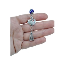 Metal Kuş Nazar Boncuğu Araba Dikiz Ayna Süsü Metal Püslüllü Hedi