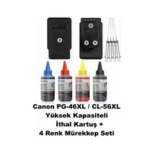 Canon E204-pg-46xl/cl-56xl Siyah-renkli Yüksek Kapasite Tıpalı Uyumlu Dolabilen Mürekkepli Kartuş Seti