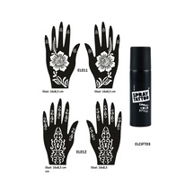 Airbrush Tattoo Karanfil Desenler El Üstü Geçici Dövme Seti Dark Siyah Sprey + El Kalıbı 4'lü