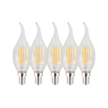 Rustik Kıvrık Mum Dekoratif Led Ampul 4w E14 5 Adet Beyaz Işık 6500k Diğer