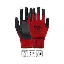Beybi Pn5 Kırmızı Polyester Örme Nitril Iş Eldiveni 12 Çift