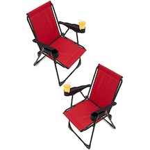 Silva 2 Adet Kamp Sandalyesi Bardaklıklı - Kırmızı