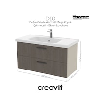 Creavit D20 100 Cm İki Çekmeceli Lavabo Dolabı Dafne Melamin Kapak Demonte Dafne