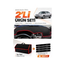 Ford Mondeo 3 2000-2007 Uyumlu Torpido Örtüsü + Tay Tüyü Bagaj Çantası + Sticker - Siyah Kırmızı