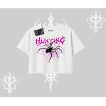 Tarzsokak Beyaz Crop Tişört Autumn Spider Beyaz