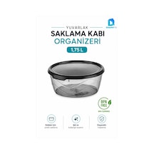 Yuvarlak Saklama Kabı 1,75 Litre 19,5x19,5x9 Cm Şeffaf Siyah Kapaklı Bpa İçermez