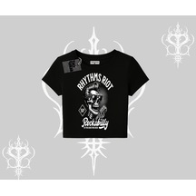 Tarzsokak Babby Tee Tshirt Rhythms Riot Vintage Rockabilly Skull Street Aesthetic Siyah
